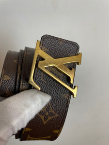 Louis Vuitton monogram gold buckle reversible initials belt sz 36 (fits 30-34)