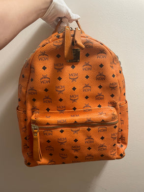 Mcm monogram orange backpack size L