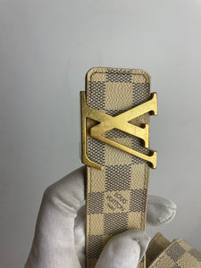 Louis Vuitton damier azure initials belt gold buckle sz 38 (fits 32-36)