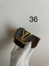 Load image into Gallery viewer, Louis Vuitton monogram gold buckle reversible initials belt sz 36 (fits 30-34)