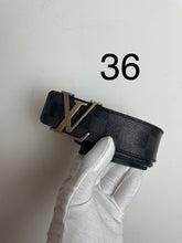 Load image into Gallery viewer, Louis Vuitton damier graphite initials belt sz 36 (fits 30-34) (sanded buckle)