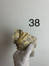 Load image into Gallery viewer, Louis Vuitton damier azure initials belt gold buckle sz 38 (fits 32-36)