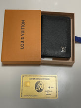 Load image into Gallery viewer, Louis Vuitton black taiga metal logo leather PO (new style) initials T.K