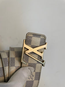Louis Vuitton damier azure initials belt gold buckle sz 34 (fits 28-32)