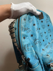Mcm monogram electric blue backpack size L