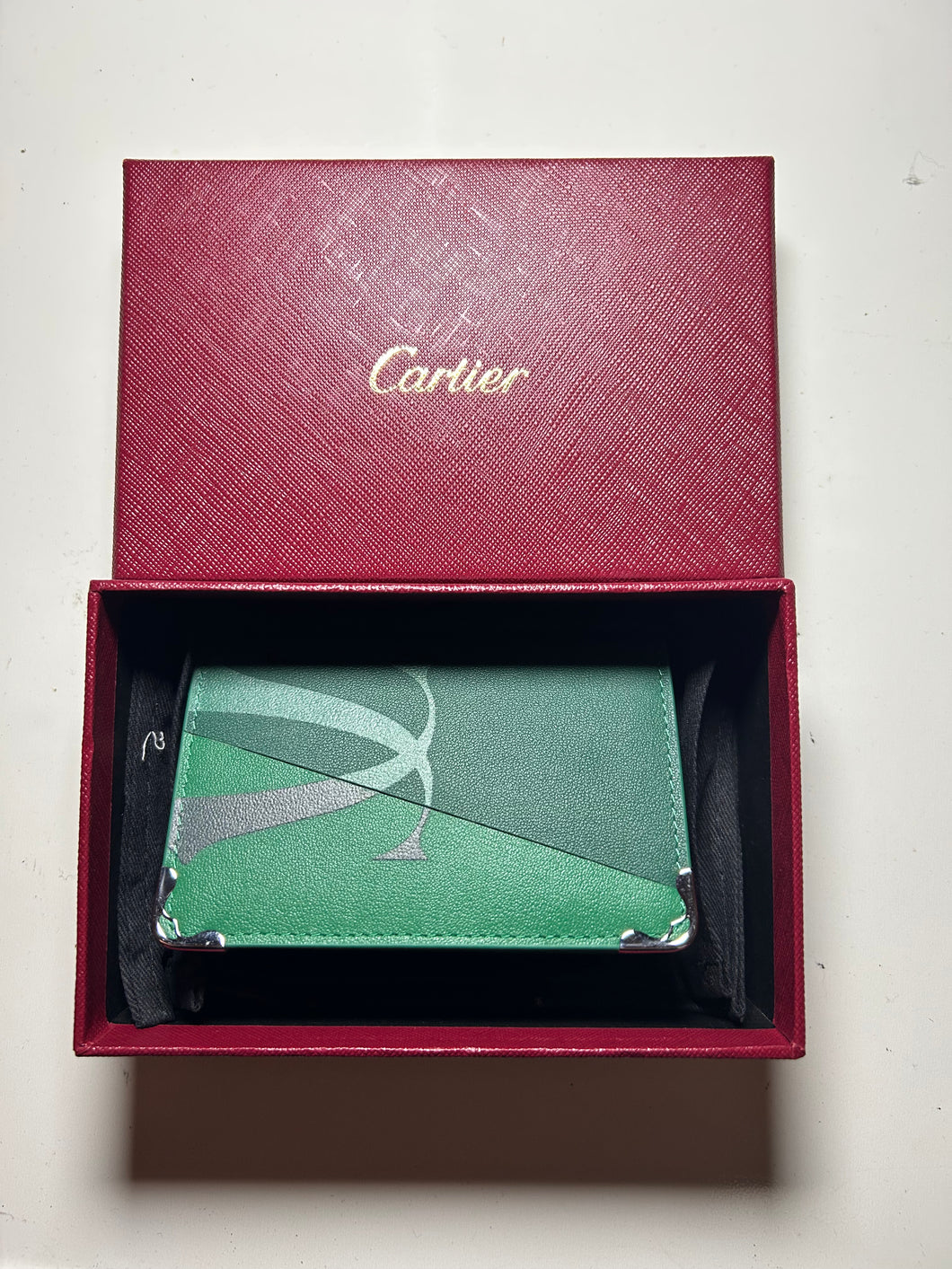 Cartier green CC pocket organizer card case New with box