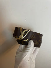 Load image into Gallery viewer, Louis Vuitton monogram initials belt gold buckle sz 36 (fits 30-34)