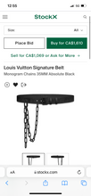 Load image into Gallery viewer, Louis Vuitton taurillon Virgil chain  monogram belt sz 44 (fits 38-42)