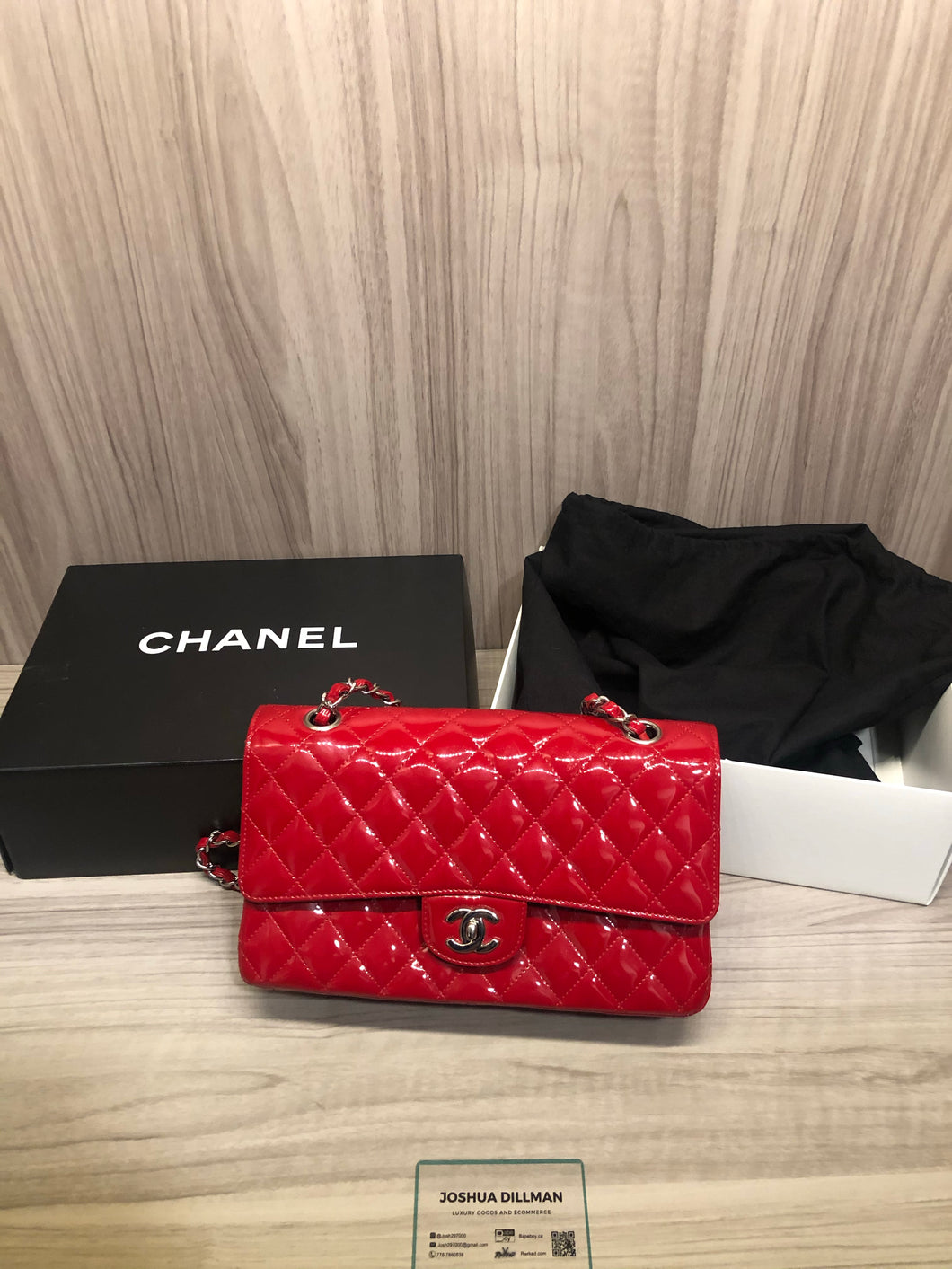 Chanel patant leather medium classic double flap bag